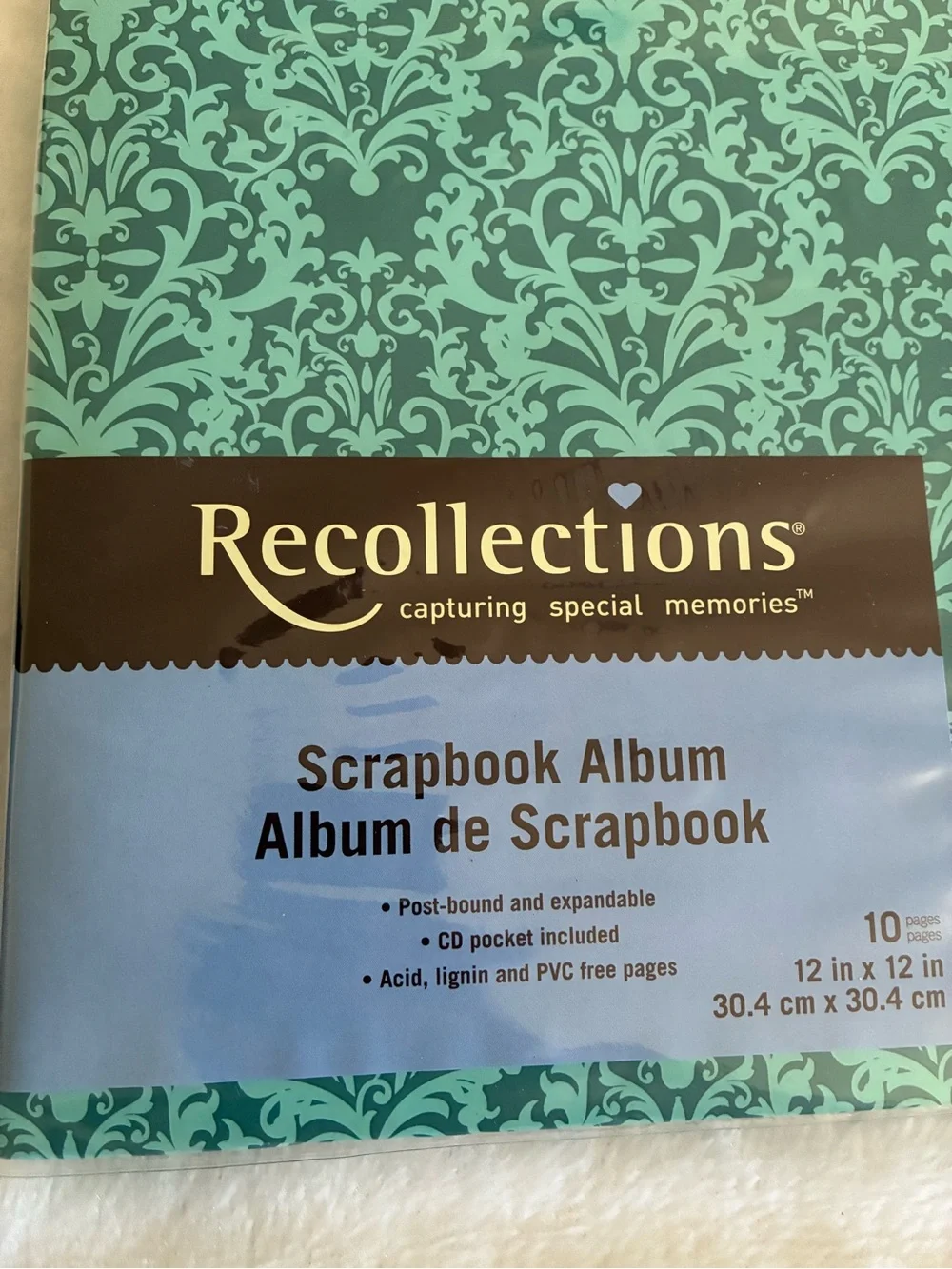 Recollections Teal and Aqua Damask Scrapbook Album